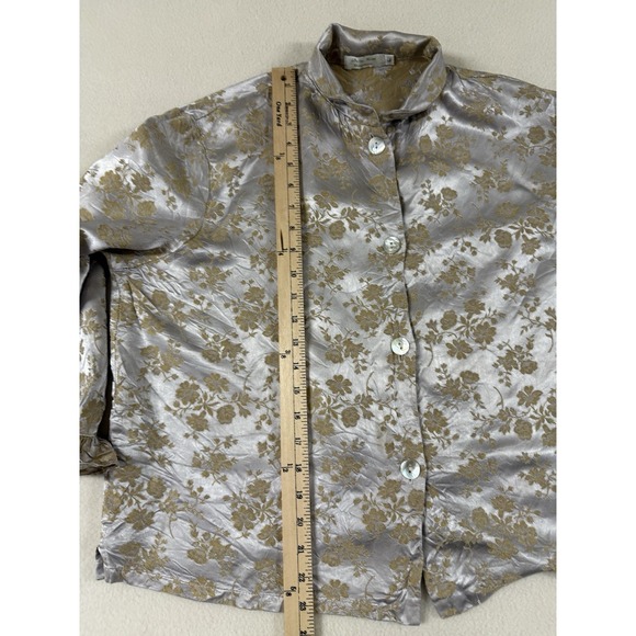 Bella Notte Colette Top Embroidered Satin Loungewear Size Large Mother Of Pearl - Picture 9 of 9